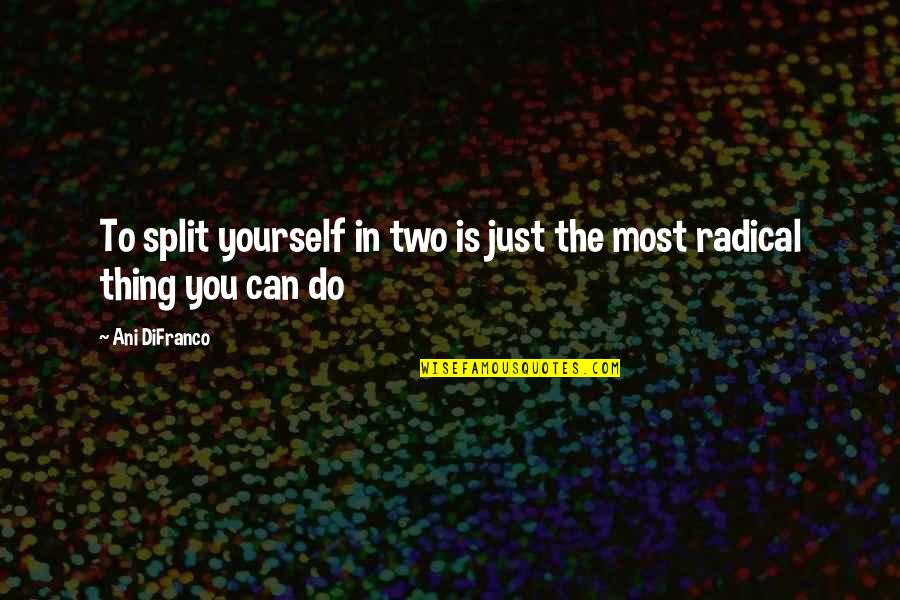 Just Do Yourself Quotes By Ani DiFranco: To split yourself in two is just the