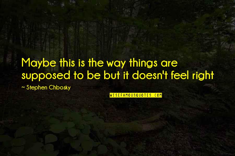 Just Doesn't Feel Right Quotes By Stephen Chbosky: Maybe this is the way things are supposed