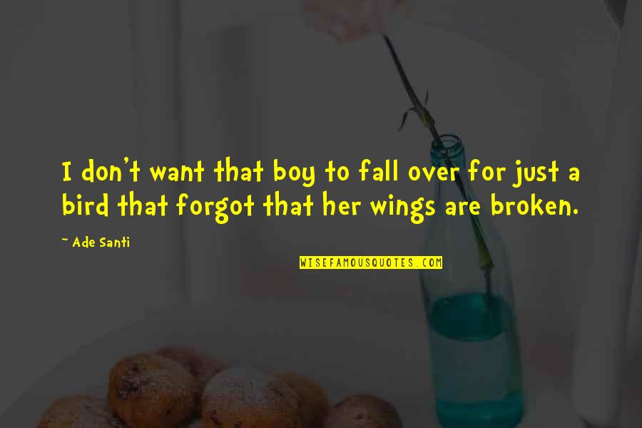 Just Don T Fall Quotes By Ade Santi: I don't want that boy to fall over