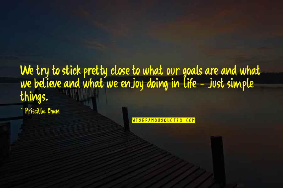 Just Enjoy Life Quotes By Priscilla Chan: We try to stick pretty close to what