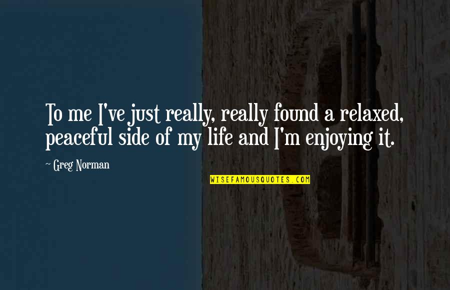 Just Enjoying Life Quotes By Greg Norman: To me I've just really, really found a