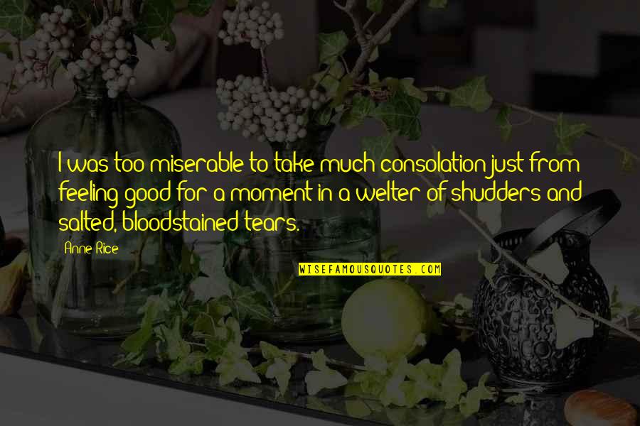 Just Feeling Good Quotes By Anne Rice: I was too miserable to take much consolation