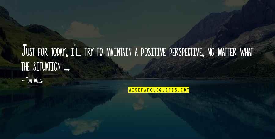 Just For Today Quotes By Tom Walsh: Just for today, i'll try to maintain a