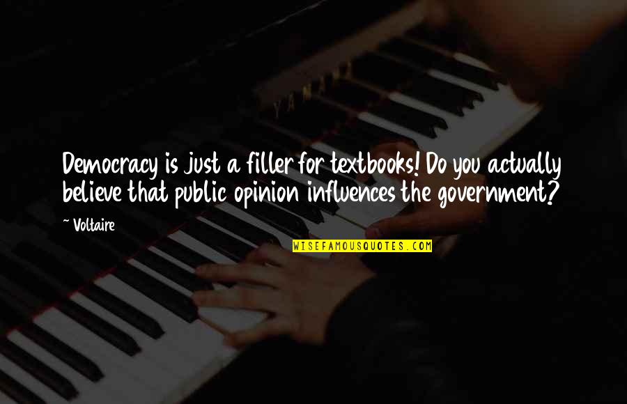 Just Government Quotes By Voltaire: Democracy is just a filler for textbooks! Do