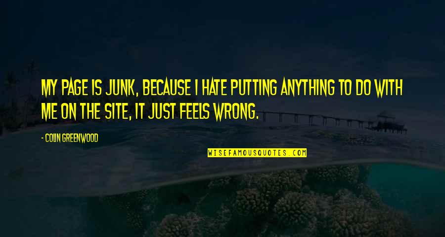 Just Hate Me Quotes By Colin Greenwood: My page is junk, because I hate putting