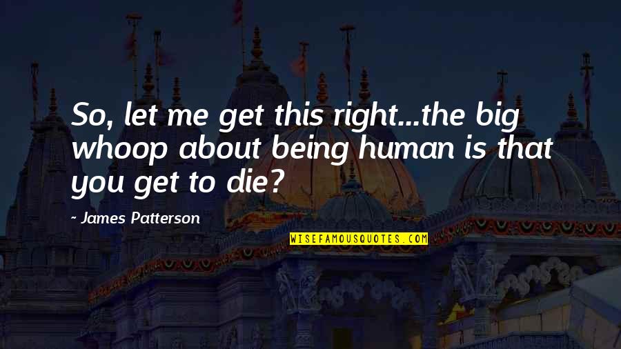 Just Let Me Die Quotes By James Patterson: So, let me get this right...the big whoop