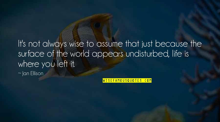 Just Life Quotes By Jan Ellison: It's not always wise to assume that just