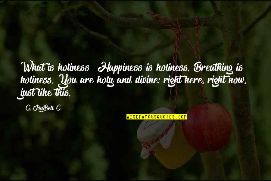 Just Like You Quotes By C. JoyBell C.: What is holiness? Happiness is holiness. Breathing is Just Like You Quotes By C. JoyBell C.: What is holiness? Happiness is holiness. Breathing is
