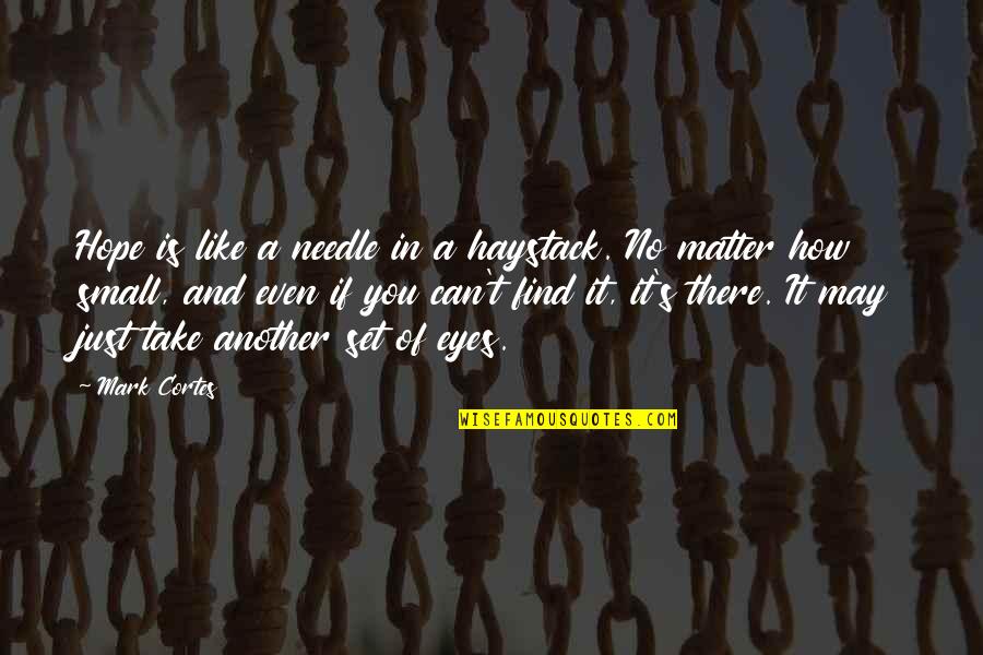 Just Like You Quotes By Mark Cortes: Hope is like a needle in a haystack. Just Like You Quotes By Mark Cortes: Hope is like a needle in a haystack.