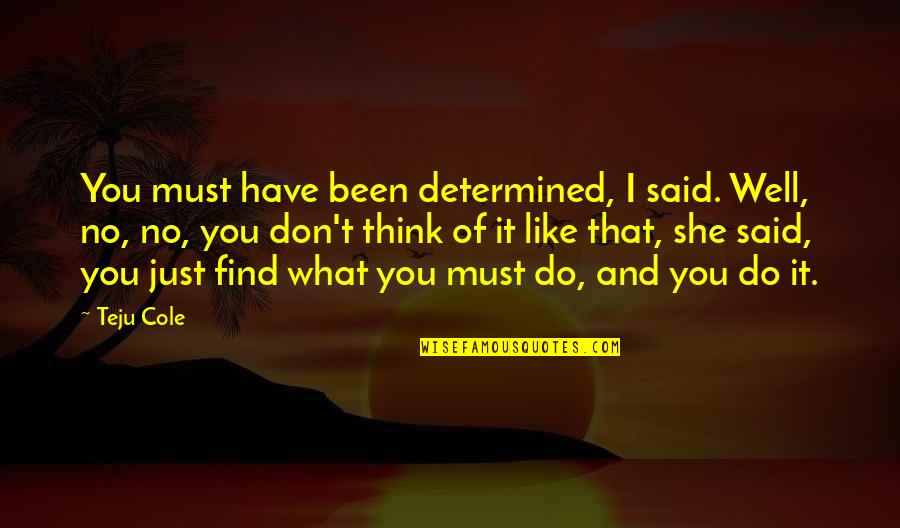 Just Like You Quotes By Teju Cole: You must have been determined, I said. Well, Just Like You Quotes By Teju Cole: You must have been determined, I said. Well,