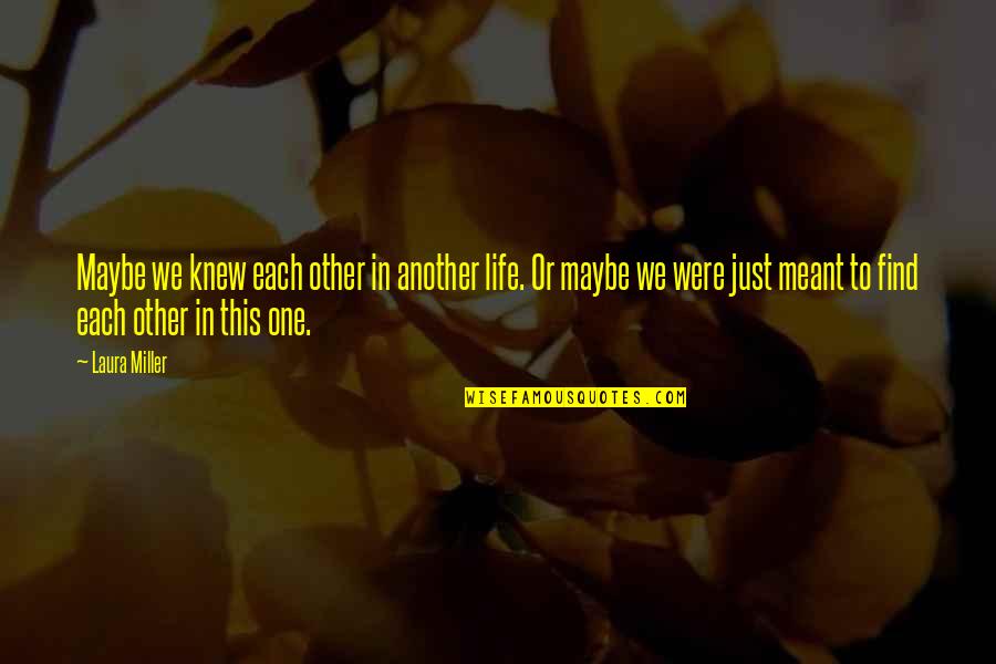 Just Love One Another Quotes By Laura Miller: Maybe we knew each other in another life.