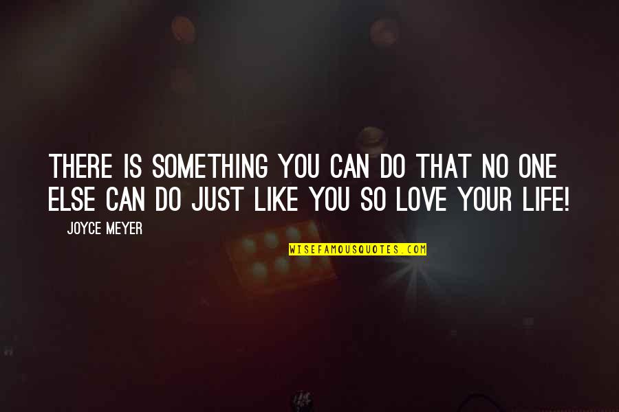 Just Love Your Life Quotes By Joyce Meyer: There is something you can do that no