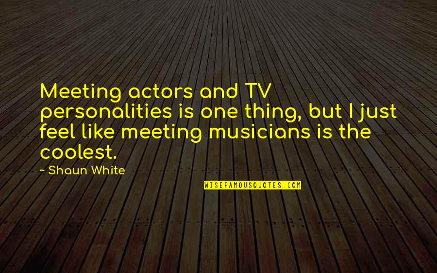 Just Meeting Quotes By Shaun White: Meeting actors and TV personalities is one thing,