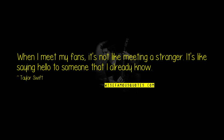 Just Meeting Someone Quotes By Taylor Swift: When I meet my fans, it's not like