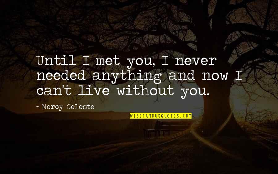 Just Met U Quotes By Mercy Celeste: Until I met you, I never needed anything