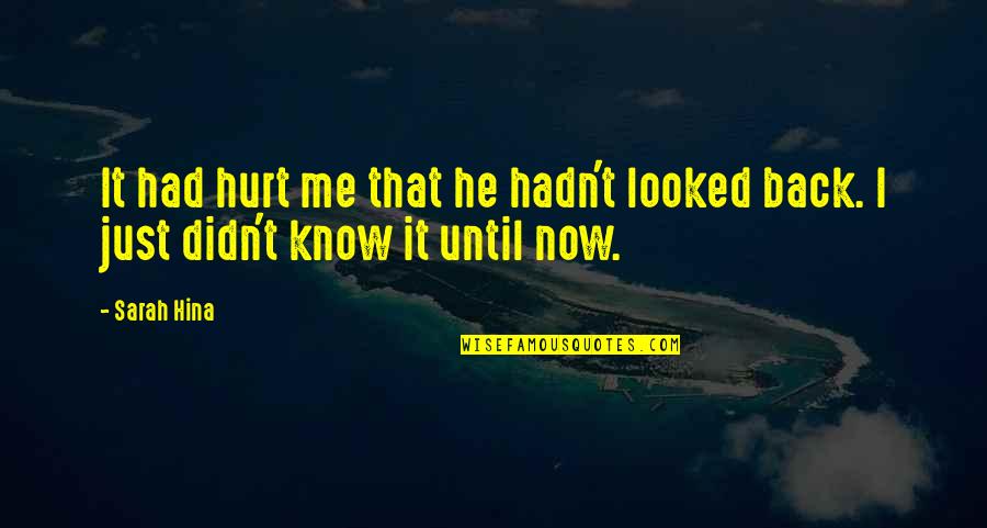 Just Now Quotes By Sarah Hina: It had hurt me that he hadn't looked