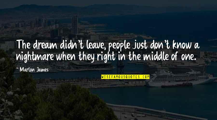 Just One Dream Quotes By Marlon James: The dream didn't leave, people just don't know Just One Dream Quotes By Marlon James: The dream didn't leave, people just don't know