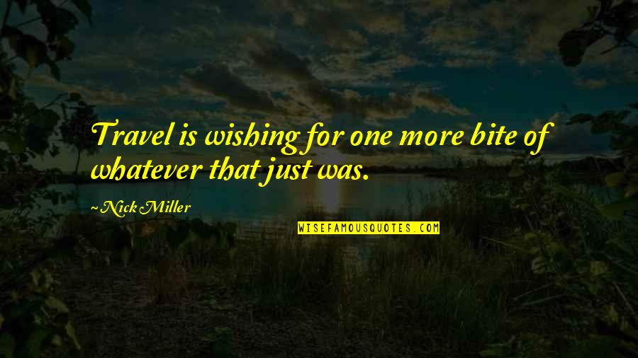 Just One More Quotes By Nick Miller: Travel is wishing for one more bite of