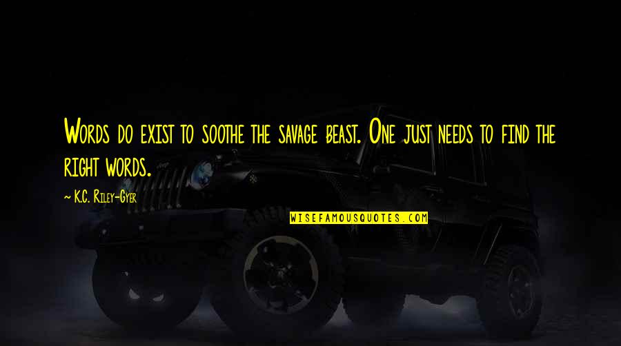 Just One Quotes By K.C. Riley-Gyer: Words do exist to soothe the savage beast. Just One Quotes By K.C. Riley-Gyer: Words do exist to soothe the savage beast.