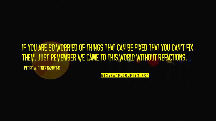Just Remember Quotes By Pedro A. Perez Raymond: If you are so worried of things that