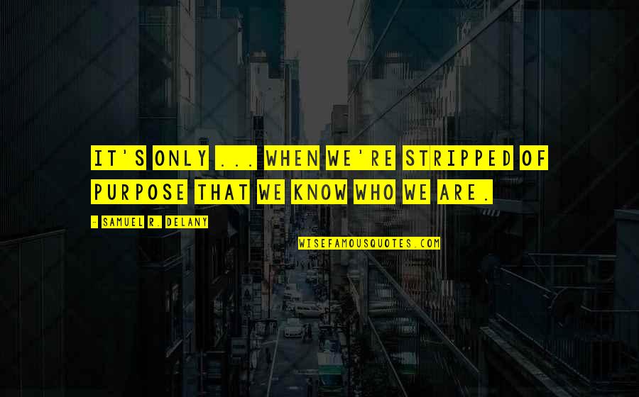 Just Remember You Left Me Quotes By Samuel R. Delany: It's only ... when we're stripped of purpose
