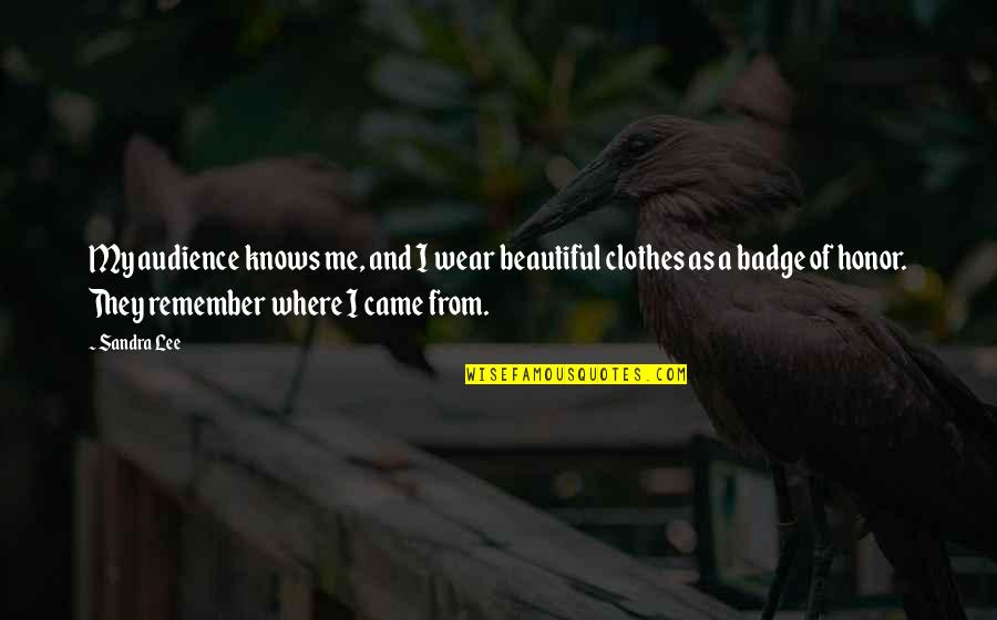 Just Remember You're Beautiful Quotes By Sandra Lee: My audience knows me, and I wear beautiful
