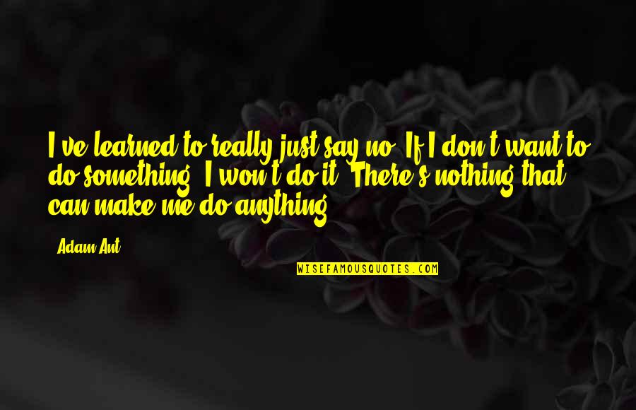 Just Say Something Quotes By Adam Ant: I've learned to really just say no. If