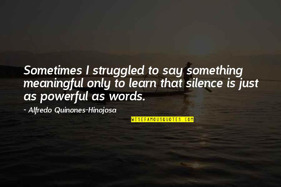 Just Say Something Quotes By Alfredo Quinones-Hinojosa: Sometimes I struggled to say something meaningful only