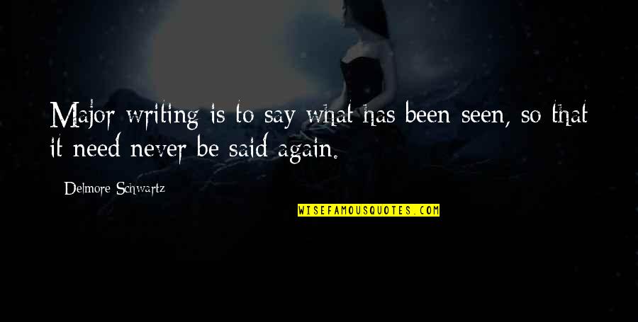 Just Say What You Need To Say Quotes By Delmore Schwartz: Major writing is to say what has been