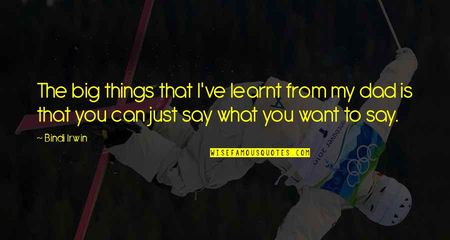 Just Say What You Want Quotes By Bindi Irwin: The big things that I've learnt from my