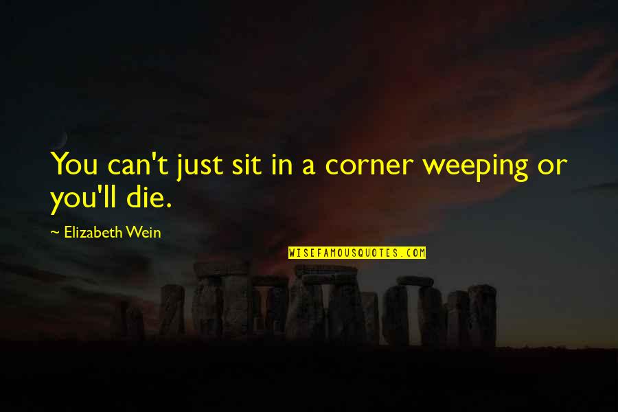 Just Sit Quotes By Elizabeth Wein: You can't just sit in a corner weeping Just Sit Quotes By Elizabeth Wein: You can't just sit in a corner weeping