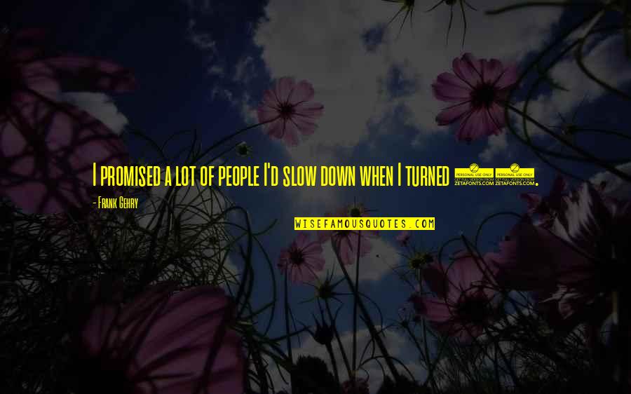 Just Slow Down Quotes By Frank Gehry: I promised a lot of people I'd slow