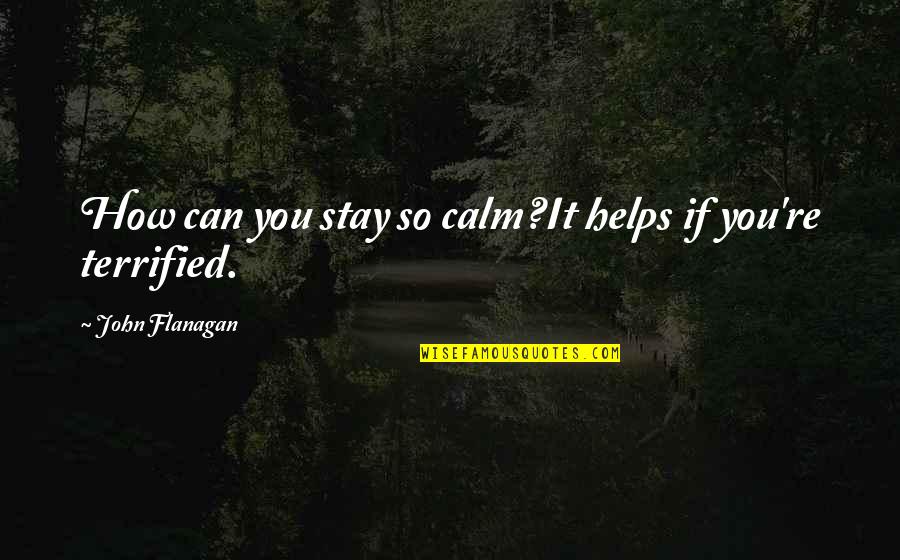 Just Stay Calm Quotes By John Flanagan: How can you stay so calm?It helps if