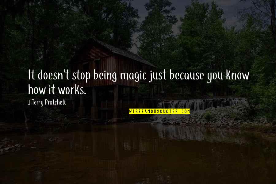 Just Stop It Quotes By Terry Pratchett: It doesn't stop being magic just because you