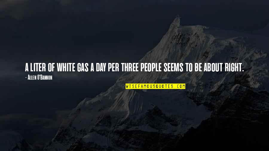 Just The Three Of Us Quotes By Allen O'Bannon: a liter of white gas a day per