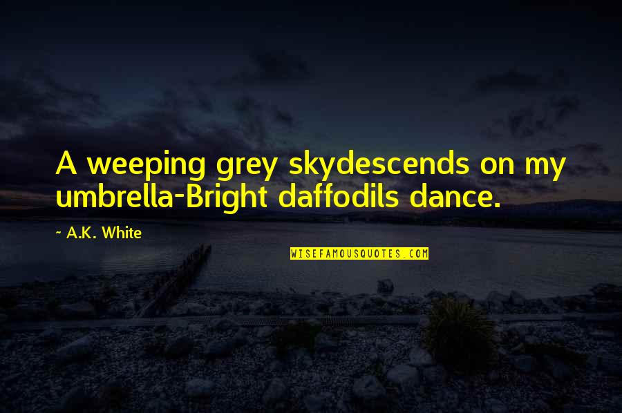Just Umbrella Quotes By A.K. White: A weeping grey skydescends on my umbrella-Bright daffodils