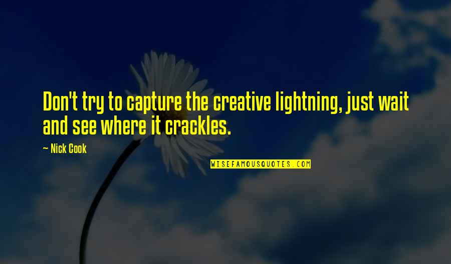 Just Wait Quotes By Nick Cook: Don't try to capture the creative lightning, just