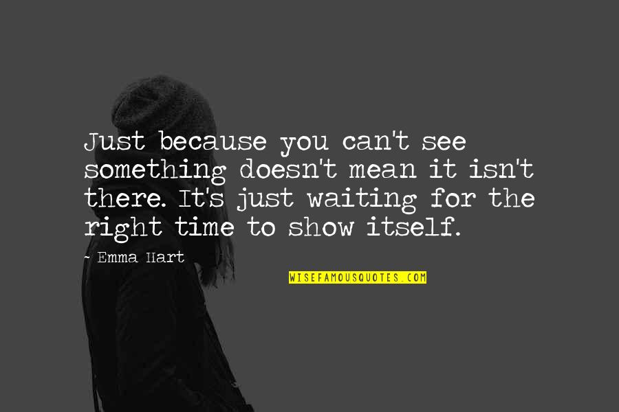 Just Waiting For The Right Time Quotes By Emma Hart: Just because you can't see something doesn't mean