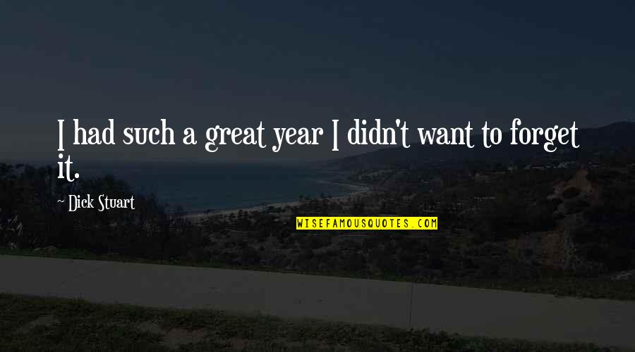 Just Want To Forget You Quotes By Dick Stuart: I had such a great year I didn't