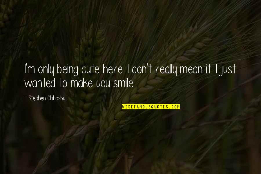 Just Wanted To Make You Smile Quotes By Stephen Chbosky: I'm only being cute here. I don't really