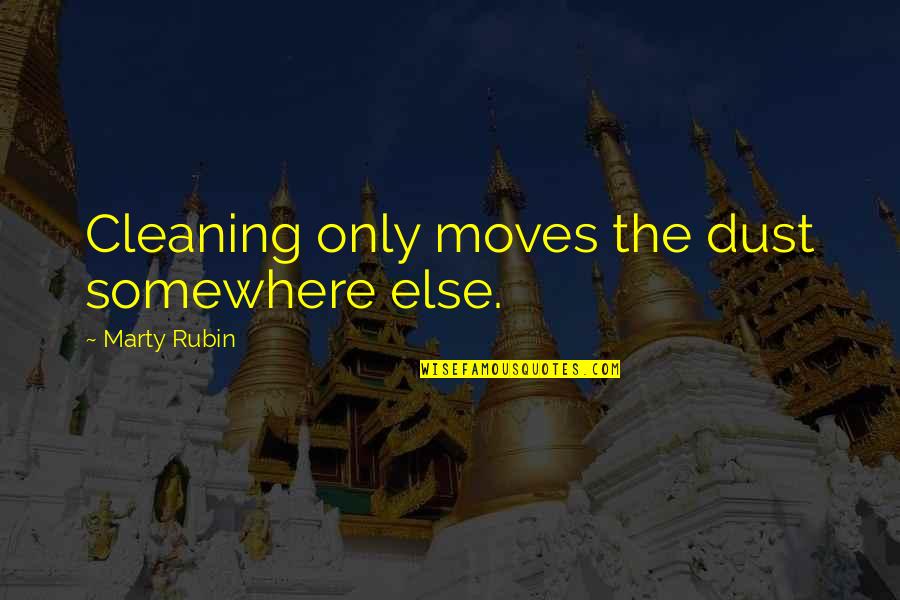 Just Wanting To Leave Quotes By Marty Rubin: Cleaning only moves the dust somewhere else.