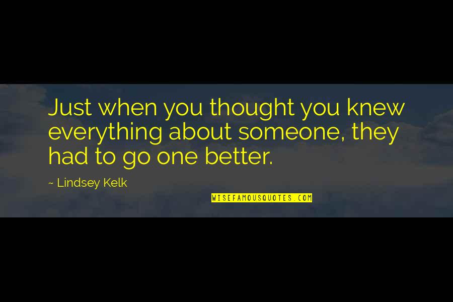 Just You Thought You Knew Someone Quotes By Lindsey Kelk: Just when you thought you knew everything about