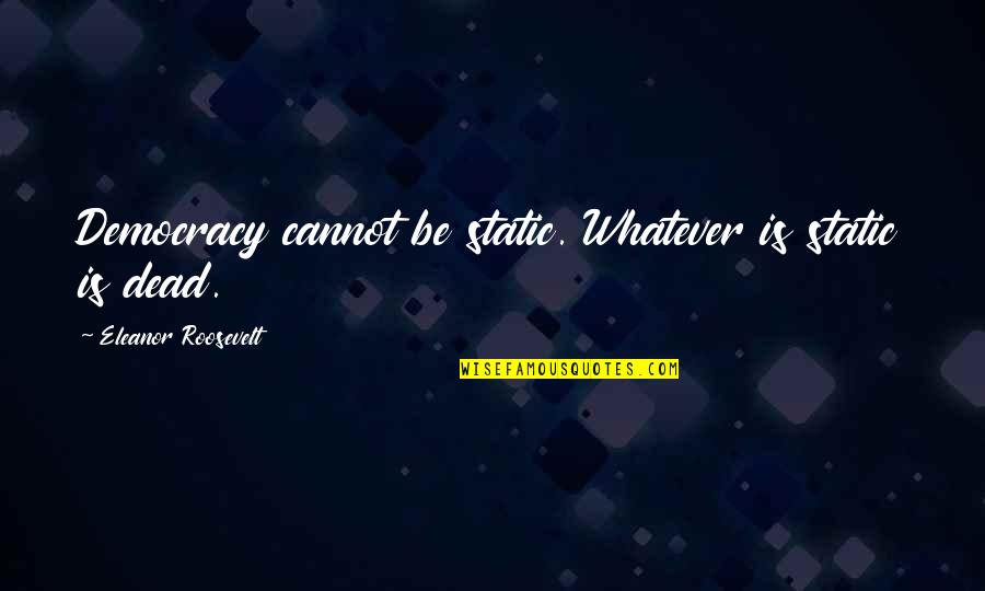Justice And Democracy Quotes By Eleanor Roosevelt: Democracy cannot be static. Whatever is static is Justice And Democracy Quotes By Eleanor Roosevelt: Democracy cannot be static. Whatever is static is