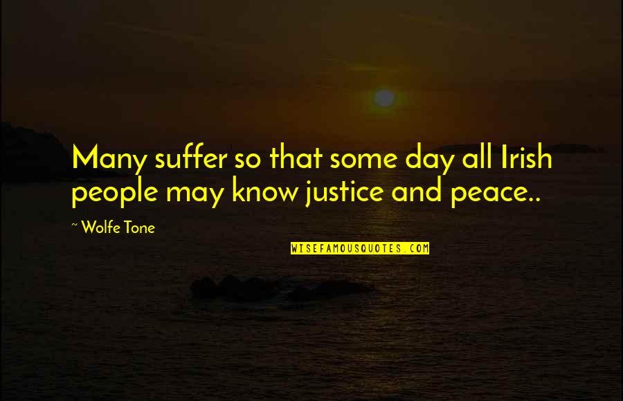 Justice And Quotes By Wolfe Tone: Many suffer so that some day all Irish