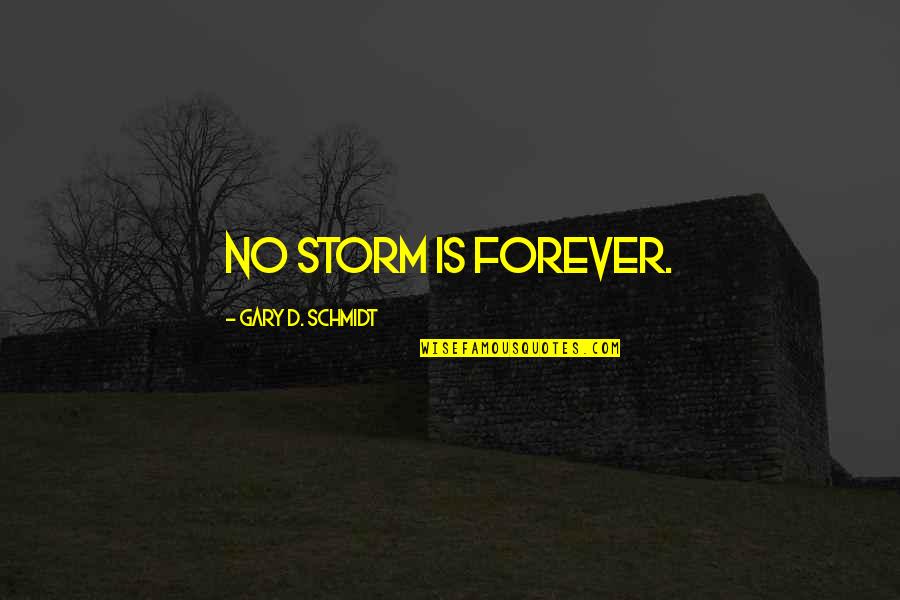 Justice Itunes Quotes By Gary D. Schmidt: No storm is forever.