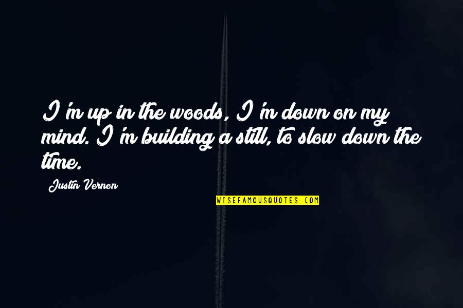 Justin Vernon Quotes By Justin Vernon: I'm up in the woods, I'm down on