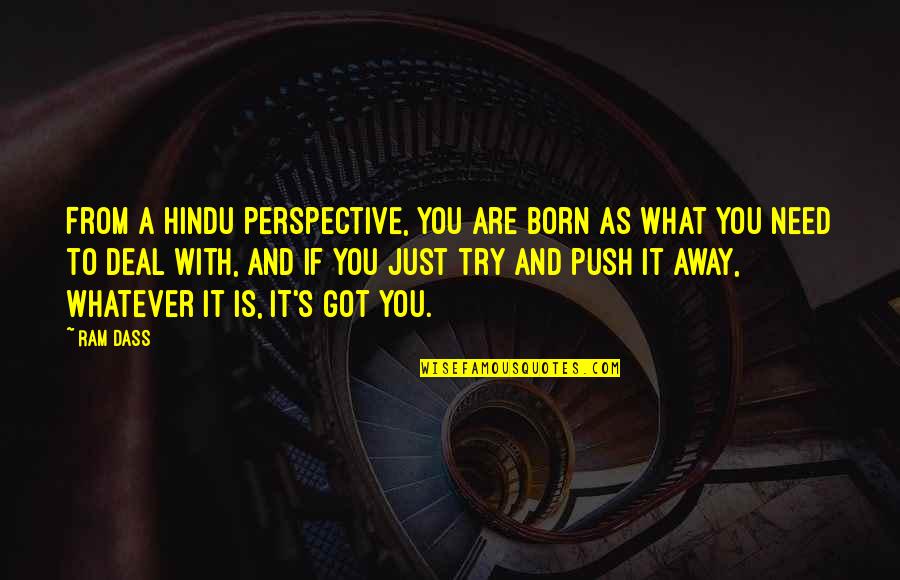 Just's Quotes By Ram Dass: From a Hindu perspective, you are born as Just's Quotes By Ram Dass: From a Hindu perspective, you are born as