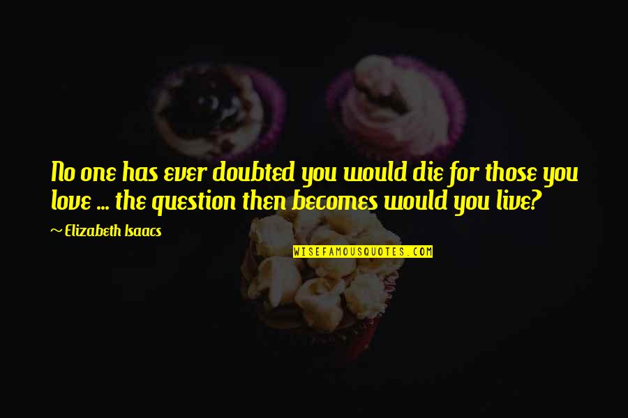 Jutavit Quotes By Elizabeth Isaacs: No one has ever doubted you would die Jutavit Quotes By Elizabeth Isaacs: No one has ever doubted you would die