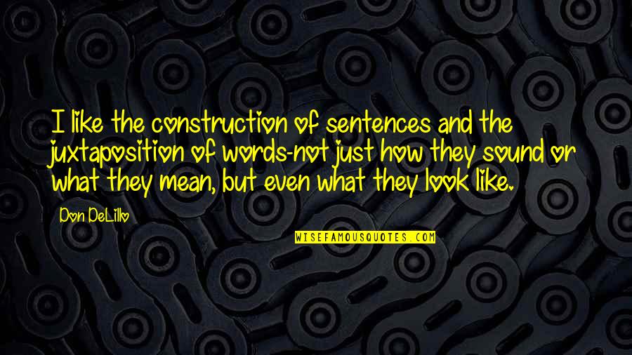 Juxtaposition Quotes By Don DeLillo: I like the construction of sentences and the