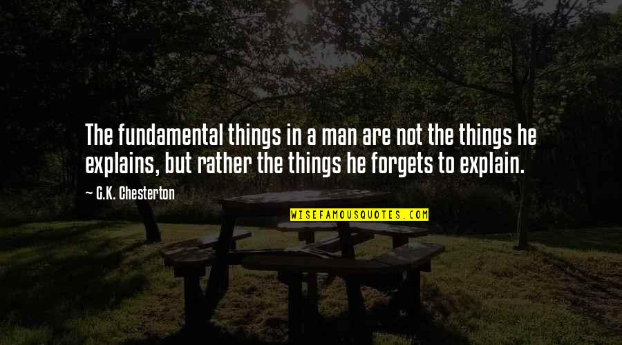 K A G Quotes By G.K. Chesterton: The fundamental things in a man are not